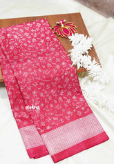 Rani pink - Uniform sarees Malgudi printed silk small prints